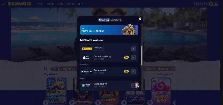 Einzahlung im Paysafe Online Casino